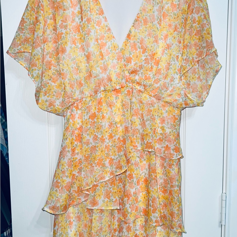 Floral V-Neck Ruffle Dress